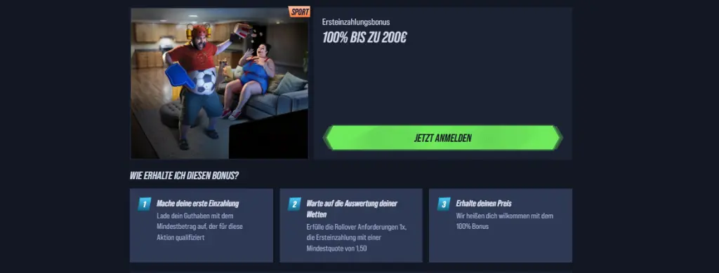 Bonus de 100 % sur le premier dépôt jusqu’à 200 £.