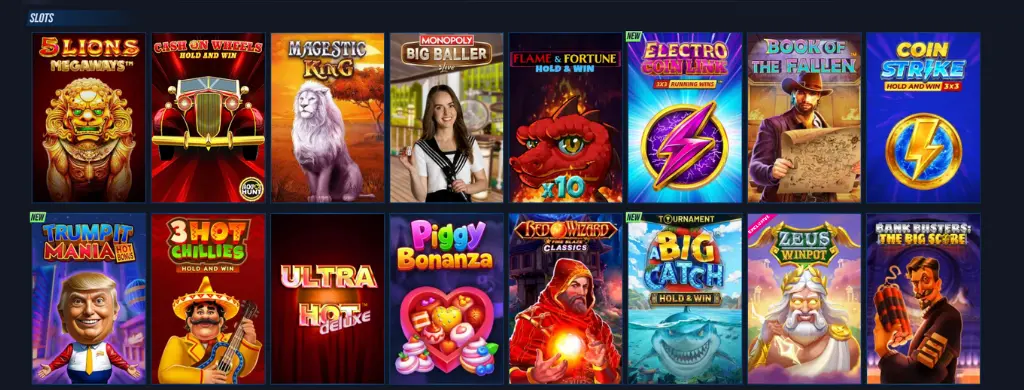 Différentes options de machines à sous proposées par VegasHero.