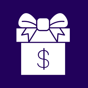 Symbol für eine Geschenkbox mit Geld