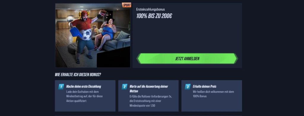 100% Ersteinzahlungsbonus bis zu 200 €.