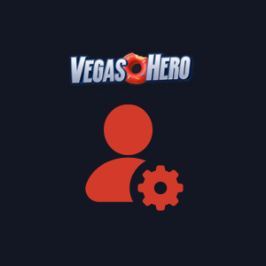 Benutzersymbol mit Zahnrad-Icon und VegasHero Logo.
