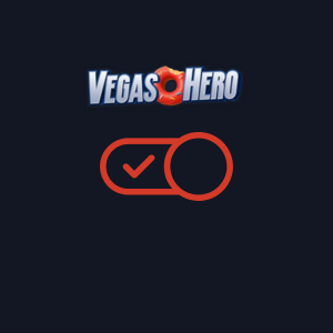 Vegas Hero Logo mit einem Kontrollschalter-Icon.