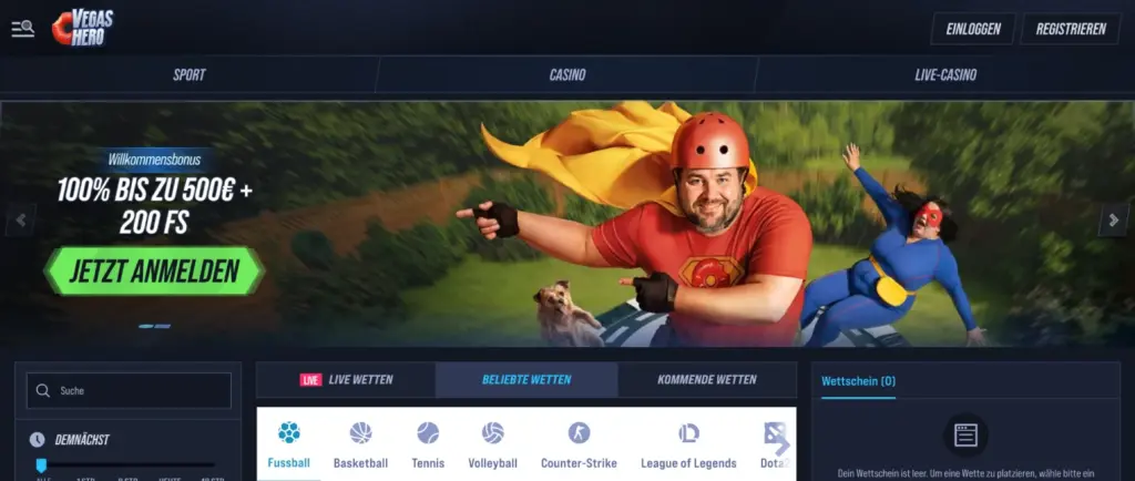 Willkommensbonus bei VegasHero Casino