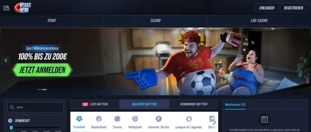 Sport-Willkommensbonus bei VegasHero Casino