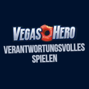 VegasHero-Logo mit verantwortungsvollem Spielen Hinweis.
