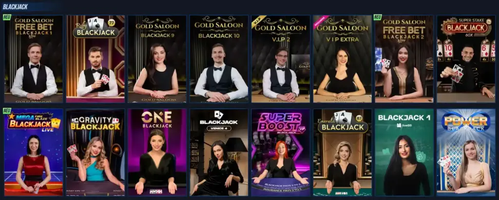 Die besten Live-Blackjack-Spiele im VegasHero Casino sind aufgelistet.