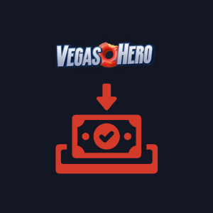 VegasHero-Logo mit einem nach unten zeigenden Pfeil und einem Geldschein-Symbol.