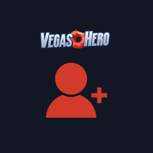 VegasHero-Logo mit einer roten Person und einem Plus-Symbol auf dunklem Hintergrund.