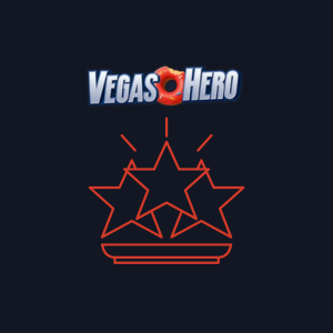 VegasHero-Logo mit einem roten Drei-Sterne-Symbol auf dunklem Hintergrund.